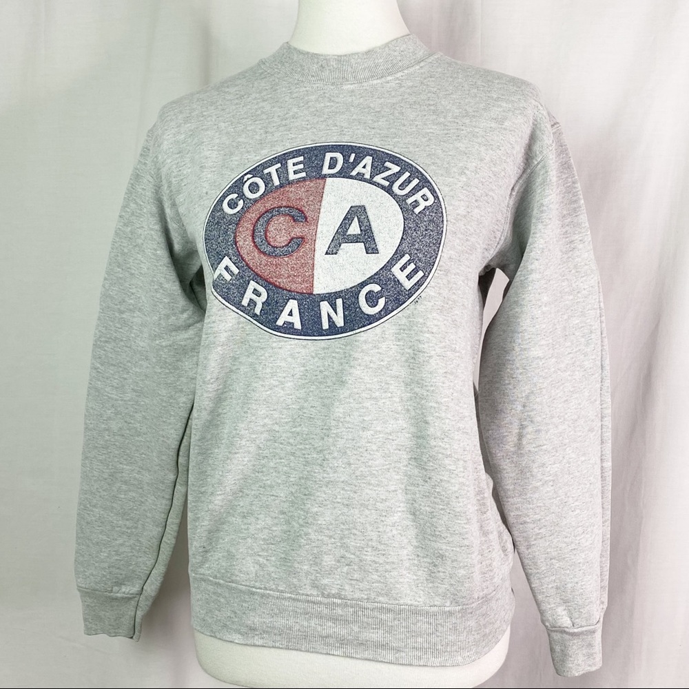 Vintage Gray Cote D’Azur France Logo Sweatshirt Sm